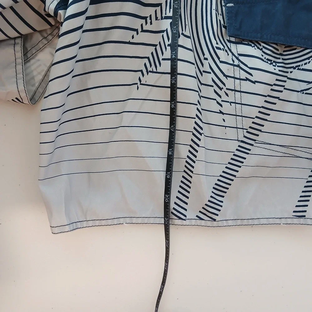 NWT No Bad Days Board Shorts Men's XL Blue White Striped Polyester Swim Trunks